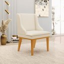 Ver imagem 2 de Kit 2 Poltronas Decorativas Base Fixa de Madeira Firenze Linho Bege/Castanho - Gran Belo