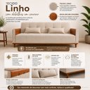 Ver mais imagens de Sofá Cama Casal Duo 3 Lugares 2,09m Linho com USB e Courino - Bege