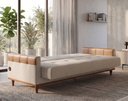 Ver imagem 2 de Sofá Cama Casal Duo 3 Lugares 2,09m Linho com USB e Courino - Bege