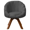Ver imagem 2 de Poltrona Decorativa Orgânica Flora Base Giratória Bouclê - Sofa Store:bouclê Cinza Grafite