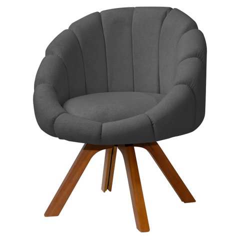 Poltrona Decorativa Orgânica Flora Base Giratória Bouclê - Sofa Store:bouclê Cinza Grafite