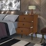 Mesa Cabeceira Retro Beatris 3 Gavetas Pés Pinus com Puxadores de Ferro:Cacau - 5