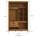 Ver imagem 3 de Guarda-Roupa Solteiro com Espelho 100% MDF 2 Portas Correr 3 Gavetas Multimóveis CR35399 Nature