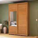 Ver imagem 1 de Guarda-Roupa Solteiro com Espelho 100% MDF 2 Portas Correr 3 Gavetas Multimóveis CR35399 Nature