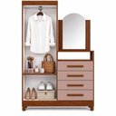 Ver imagem 2 de Guarda Roupa com Cômoda Solteiro New Capri 2 Portas de Bater 4 Gavetas MDP com Espelho Nogueira