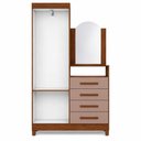 Ver imagem 4 de Guarda Roupa com Cômoda Solteiro New Capri 2 Portas de Bater 4 Gavetas MDP com Espelho Nogueira
