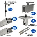 Ver imagem 2 de Kit Estrutura Suporte Fixador 7,20m para 07 Placas Solar Alumínio Inox Telha Fibro Ondulada Viga Mad