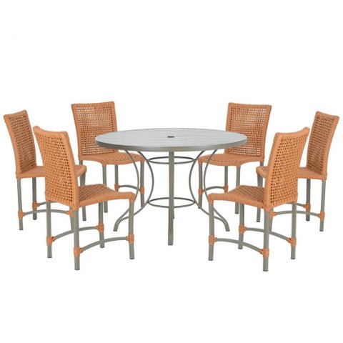 Mesa Ascoli 120 Cm com 6 Cadeiras Cannes de Alumínio Trama Terra Cota
