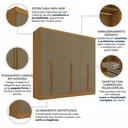 Ver imagem 4 de Guarda-Roupa 100% MDF 6 Portas 3 Gavetas Lisboa Yescasa Bege/Cinamomo/Cappuccino