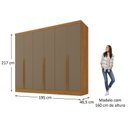 Ver mais imagens de Guarda-Roupa 100% MDF 6 Portas 3 Gavetas Lisboa Yescasa Bege/Cinamomo/Cappuccino