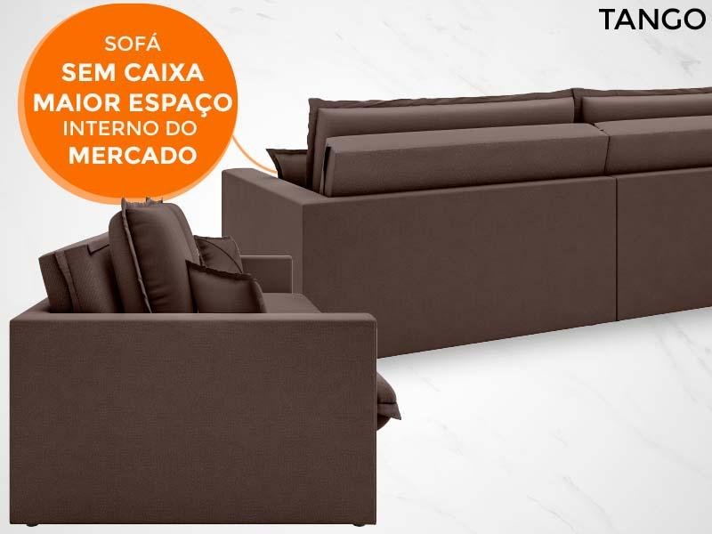Sofá Tango 2,40M Sem Caixa, Retrátil e Reclinável Velosuede Chocolate - Netsofás - 3