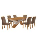 Ver imagem 2 de Conjunto Sala de Jantar Mesa Texas 180cm e 6 Cadeiras Athenas Marrom Capuccino / Off White