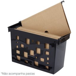 Kit Organizadores de Pastas Suspensas Dellocolor 3 Caixas Arquivos Pretas Porta Documentos - 5