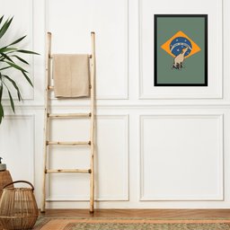 Quadro Cachorro Caramelo - Bandeira Brasil 33x24cm:moldura Preta - 2