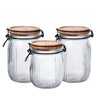 Kit 3 Potes Vidro Hermético Versalhes Tampa Bambu Trava Premium - Lehaví - 1