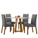 Ver imagem 2 de Conjunto Mesa de Jantar 1,20m Lectus Tampo em Mdf com Vidro e 4 Cadeiras Mariah Ypê/off White/ja02 -