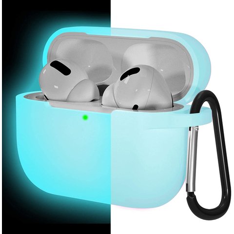 Lerobo Capa para Airpods Pro com Brilho Noturno e Carabiner (azul Brilhante)