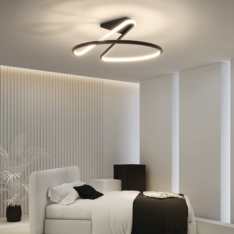 Plafons Luz de teto simples e moderno quarto atmosfera duplex villa hall nordic lâmpadas - Black A-D - 1