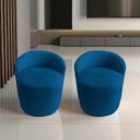 Ver imagem 1 de Kit 2 Poltronas Decorativa Yara Orgânica Couro Azul Marinho
