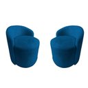 Ver imagem 2 de Kit 2 Poltronas Decorativa Yara Orgânica Couro Azul Marinho