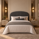 Ver imagem 2 de Cabeceira Queen 158cm Curva Estofada Bouclé Cama Box Fly:Cinza Escuro