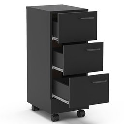 Gaveteiro Para Escritório Com Rodízios 3 Gavetas Osaka Preto - Politorno - 6