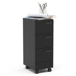 Gaveteiro Para Escritório Com Rodízios 3 Gavetas Osaka Preto - Politorno - 5