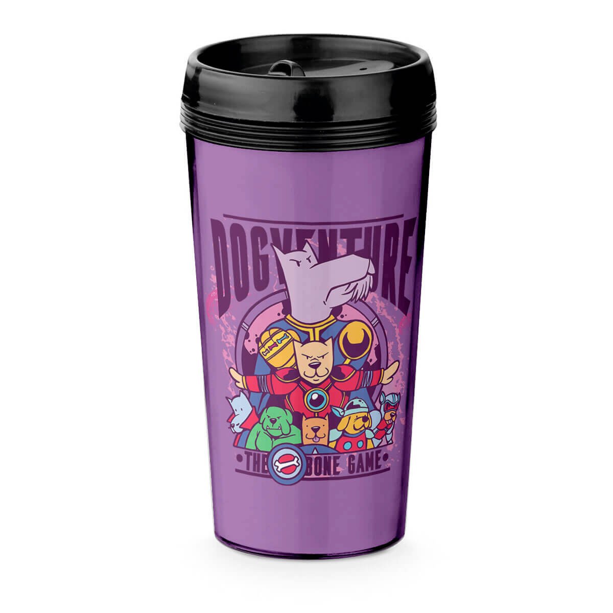 Copo Viagem 520ml Dogventure Vingadores Dogs Bone Game Geek Nerd Presente Super - 1