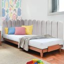 Ver imagem 2 de Cabeceira Painel Cama Solteiro Box Nuvem Suede Sandy 90 cm:Cinza Claro