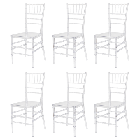 Kit 6 Cadeiras Tiffany Policarbonato Sala Cozinha Jantar Restaurante Eventos Festas Mercado Cadeiras