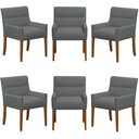 Ver imagem 1 de Kit 6 Cadeiras para Mesa de Jantar Angel Base Madeira Corano Cinza - Nexta Casa