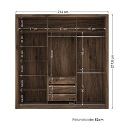 Guarda-Roupa Master 3 Portas de Correr Santos Andirá - 3 Guarda-Roupa Master 3 Portas de Correr Santos Andirá - 3