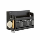 Ver imagem 1 de Porta Temperos Parede Metal Preto 20cm Suporte para Facas e Condimentos