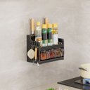 Ver imagem 3 de Porta Temperos Parede Metal Preto 20cm Suporte para Facas e Condimentos