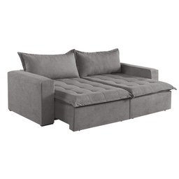 Sofá Cama 2 Lugares Retrátil Reclinável Linho M-184 Martins Cinza - 1