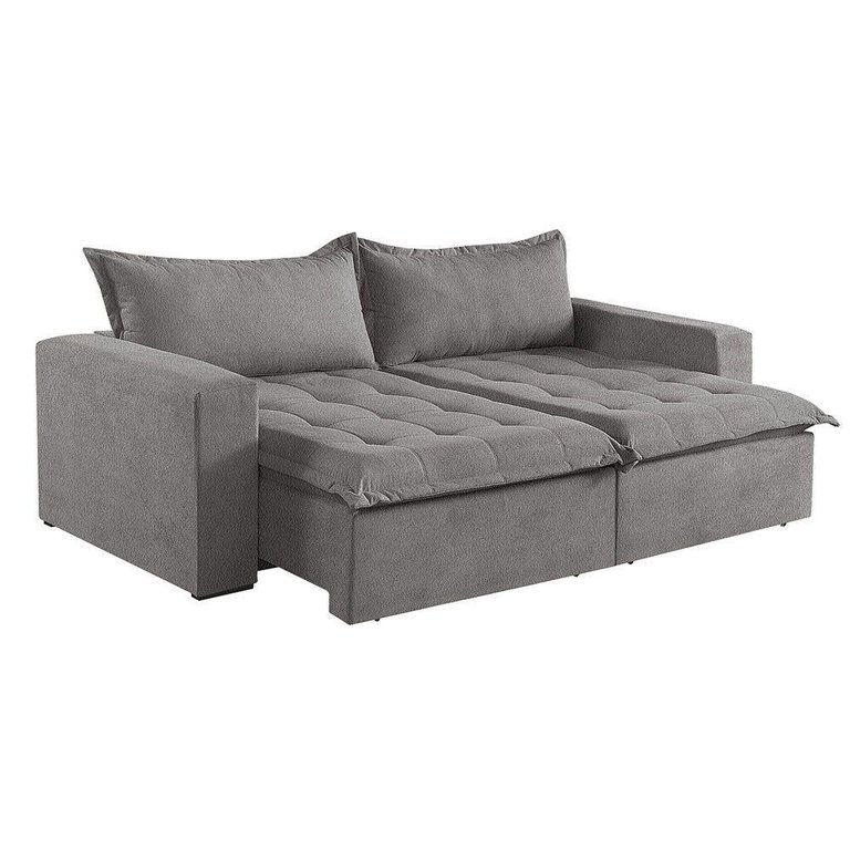 Sofá Cama 2 Lugares Retrátil Reclinável Linho M-184 Martins Cinza Sofá Cama 2 Lugares Retrátil Reclinável Linho M-184 Martins Cinza