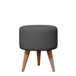 Banqueta Redonda Suede Cinza Puff Estofado Pé Palito Resistente Puf Decorativo - 1