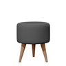 Banqueta Redonda Suede Cinza Puff Estofado Pé Palito Resistente Puf Decorativo - 1