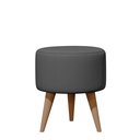 Ver imagem 2 de Banqueta Redonda Suede Cinza Puff Estofado Pé Palito Resistente Puf Decorativo