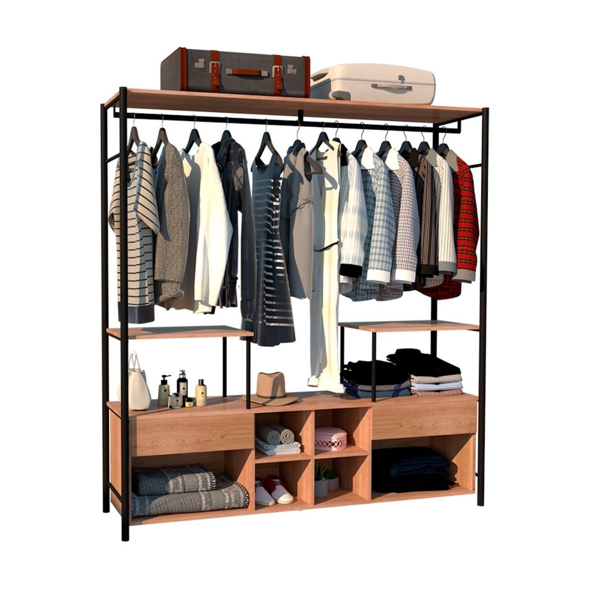 Guarda Roupa Casal Closet Modulado Barcelona Preto Demolição ...