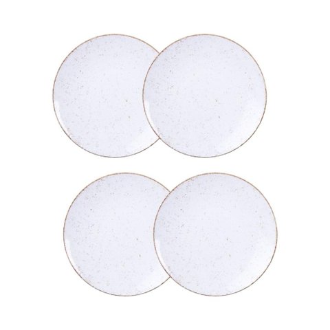 Jogo de Pratos Sobremesa Rústico 4 Peças 21 Cm Porcelana Decorada Tramontina