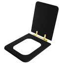 Ver imagem 2 de Assento Sanitario Poliester Square Preto para vaso Incepa com Ferragem Dourada