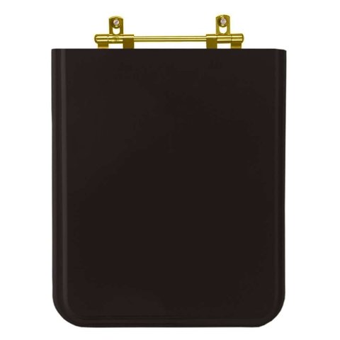 Assento Sanitario Poliester Square Preto para vaso Incepa com Ferragem Dourada