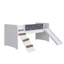 Ver imagem 1 de Cama Infantil Playground Menino Menina 195cm com Escorregador, Rampa e Lousa Branca