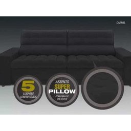 Sofá 5 Lugares Net Carmel Assento Retrátil e Reclinável 2,50M - 4