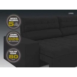 Sofá 5 Lugares Net Carmel Assento Retrátil e Reclinável 2,50M - 2