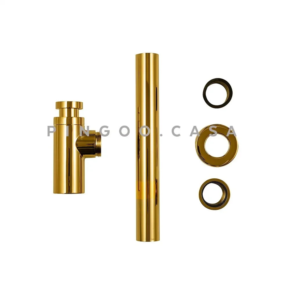 Sifão para Cuba e Pia de Banheiro Quadrado Purus Pingoo.casa - Dourado - 4