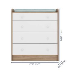 Cômoda de Bebê com Trocador Infantil 04 Gavetas Carvalho - 1