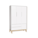 Ver imagem 3 de Quarto de Bebê Guarda Roupa Classic + Cômoda 6 Gavetas Madeira Natural Branco Fosco