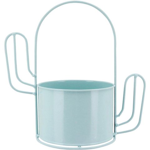 Garden Cachepô 23x24x13cm Metal Azul Cacto